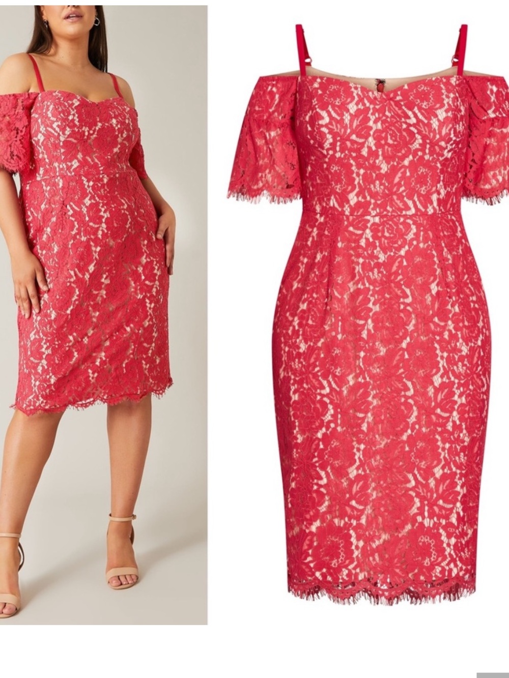 City Chic Dark Pink Lace Sheath Dress